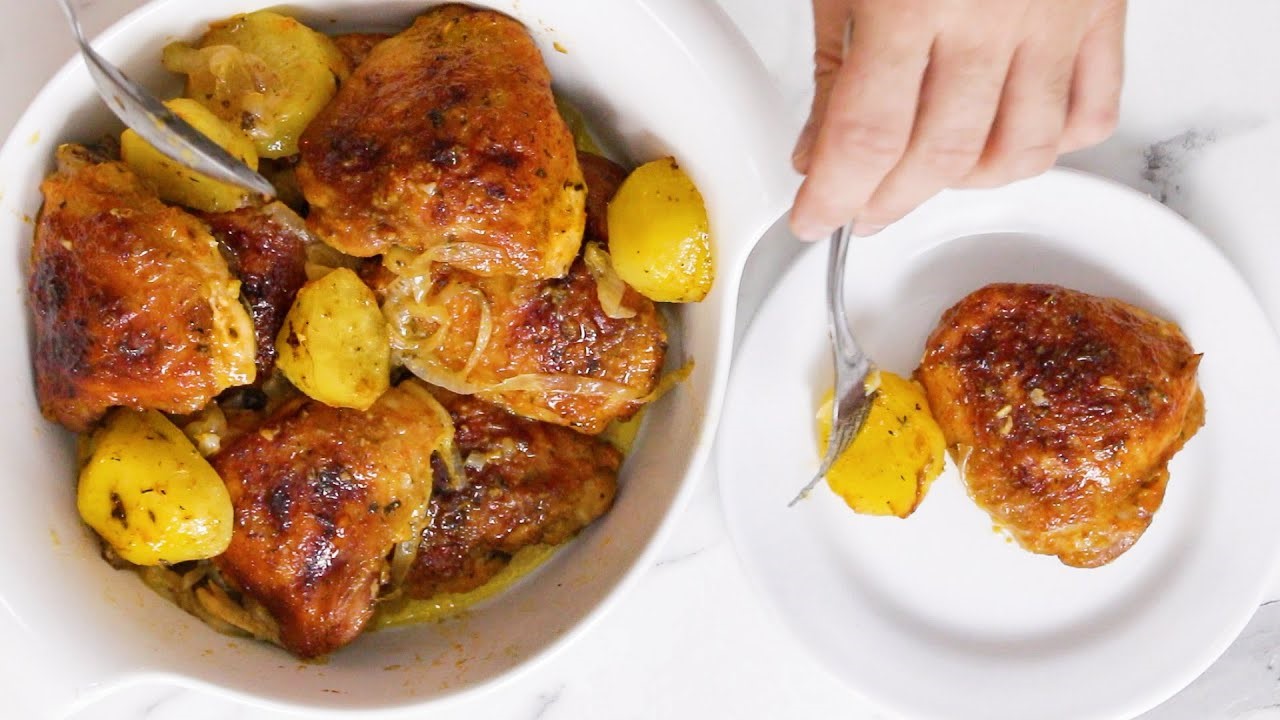 frango assado com batatas