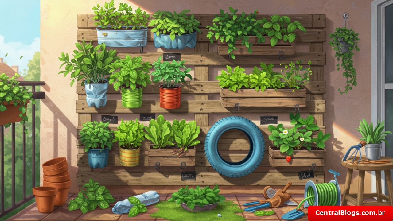 Horta Vertical com Materiais Reciclados